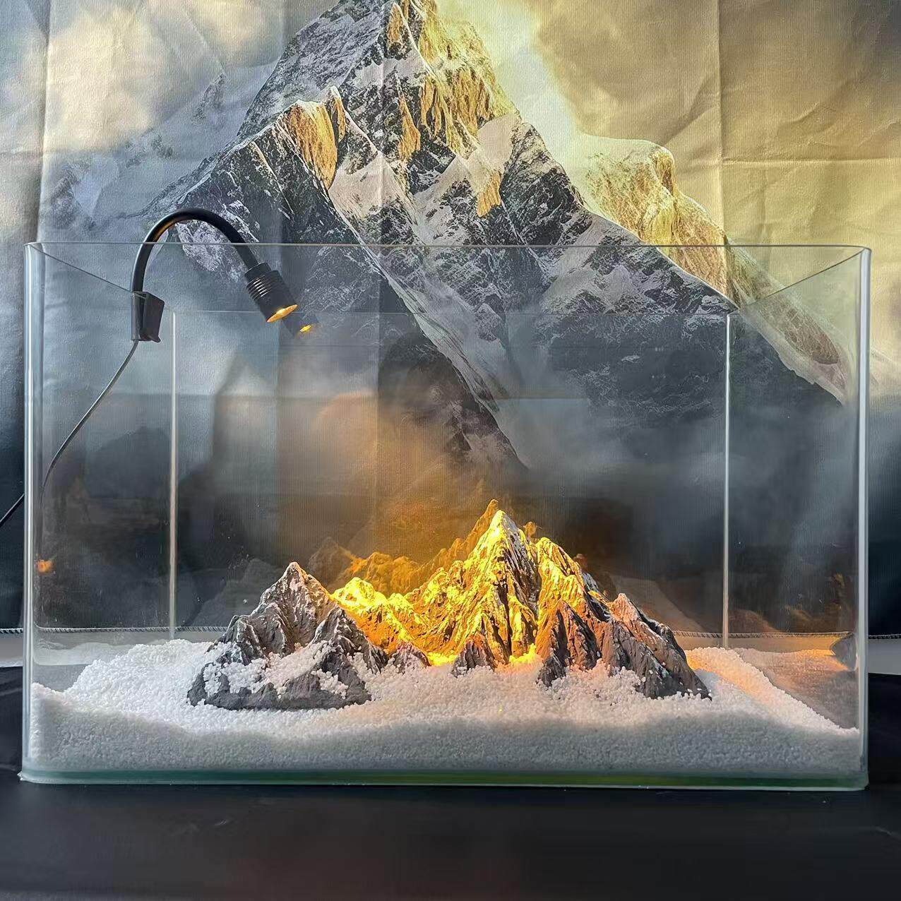 鱼缸造景青龙石雪山景观小山峰适溪流缸日照金山系列素材生态石头
