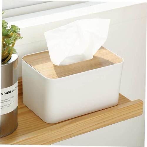 tissue box room paper storage napkin holder 收纳竹盖纸巾盒