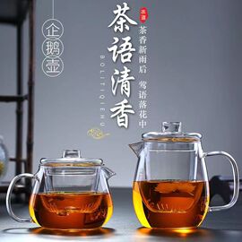 高硼硅玻璃企鹅壶花茶壶加厚过滤茶壶耐高温家用泡茶壶