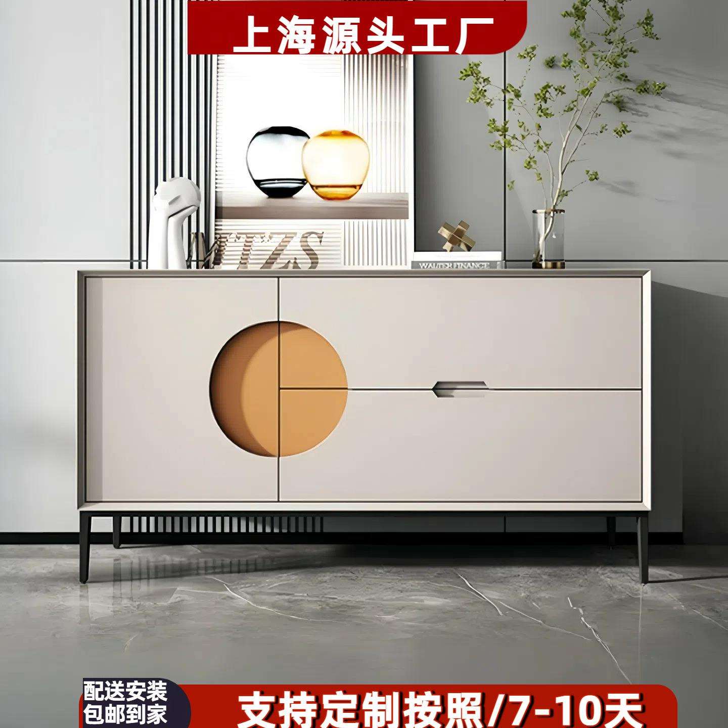 灰白色烤漆玄关柜创意艺术门厅入户装饰柜轻奢厅储物隔断柜餐边柜