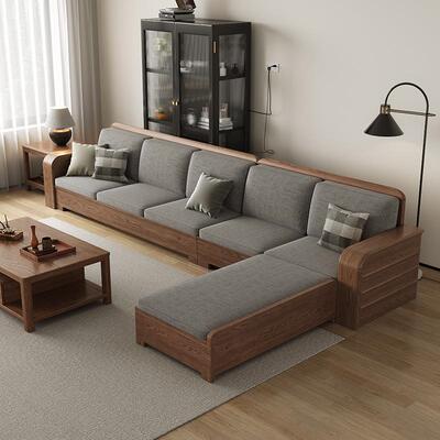 北欧白蜡木CH2012木实木沙发夏客厅全实组大合小户型高端储物布艺