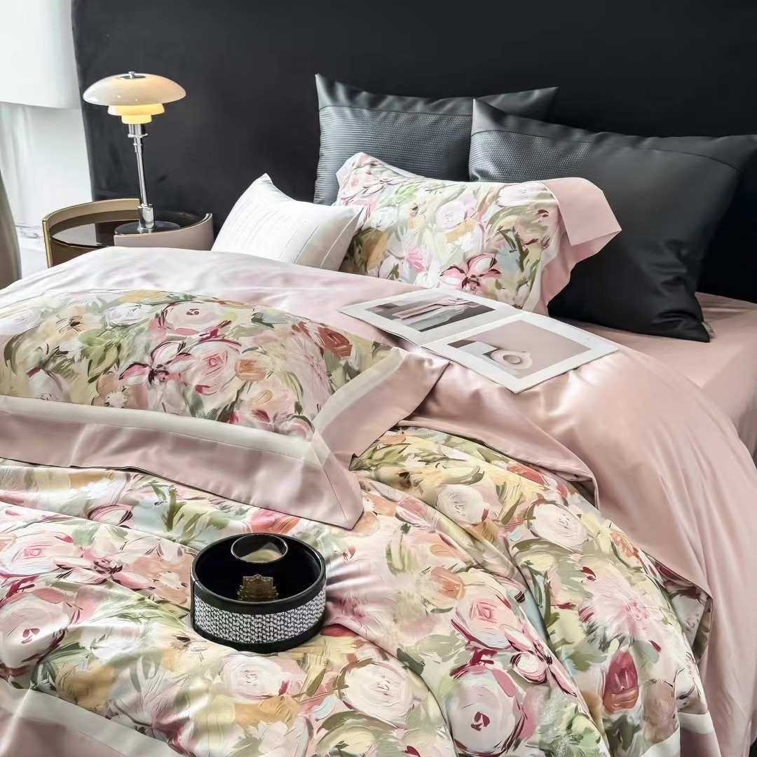 100S天丝棉四件套数码印花花卉美式春夏床上用品被套床单高档双人,床上用品,床品套件/四件套/多件套,淘宝优惠券,粉丝福利购,淘宝优惠卷