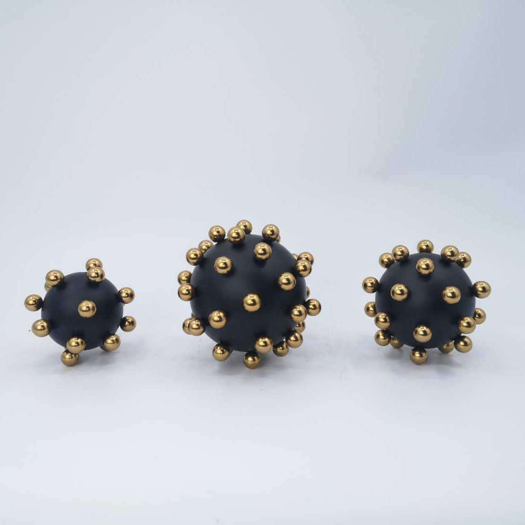 新古典欧式样板间客厅铁艺球摆件别墅会所后现代软装家居饰品厂家