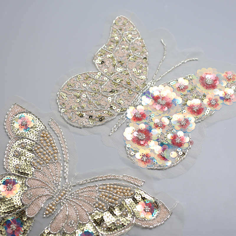 新款钉珠亮片刺绣蝴蝶布贴缝纫补丁绣片珠片服装包包装饰配件材料,居家布艺,布贴,淘宝优惠券,粉丝福利购,淘宝优惠卷