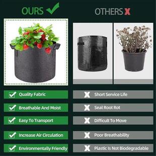 Reliable 5 Pcs Grow Bags 5 Gallon Plant Grow Bags