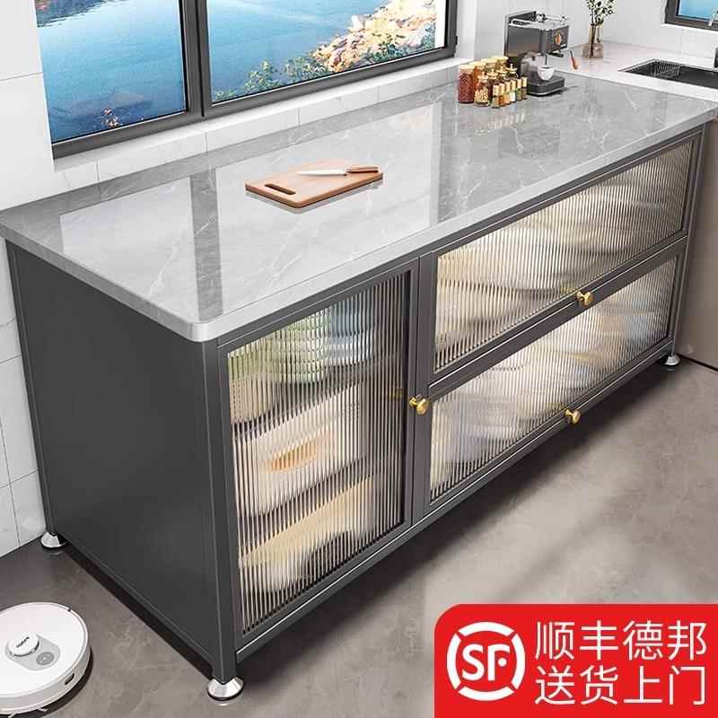 岩板厨房置物柜落地家用餐边碗橱柜靠墙一体多功能储物收纳层架子