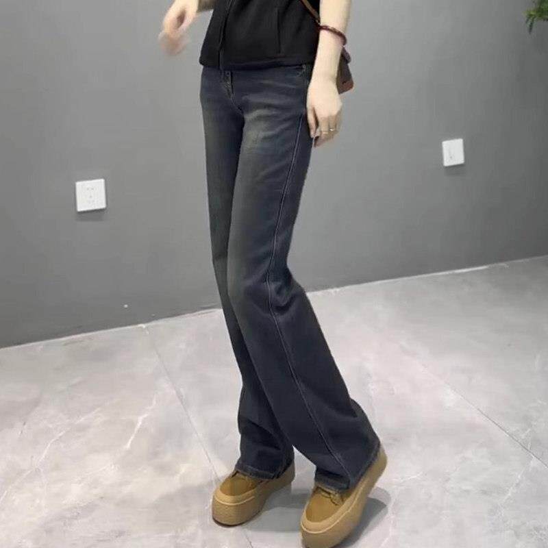 牛仔裤2025年新款女春秋欧货梨形身材裤子微胖大码窄版长裤直筒裤