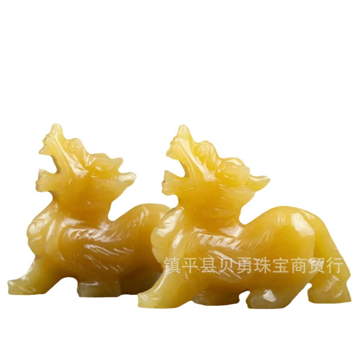 源头厂家米黄玉黄玉貔貅桌面摆件貔貅厂家直销玉石貔貅黄玉