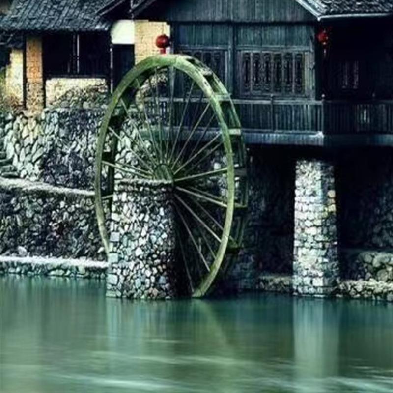 无穷大室外大型装饰钢木金属水车 浇地机械黄河大水车制作技艺