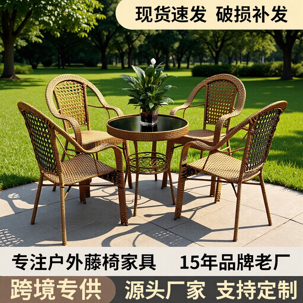 户外阳台庭院藤编靠背太师椅