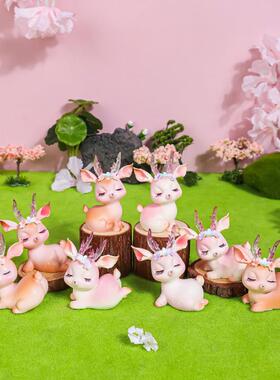 新款直销花韵小鹿可爱树脂鹿摆件平安鹿创意家居摆件树脂工艺品汽
