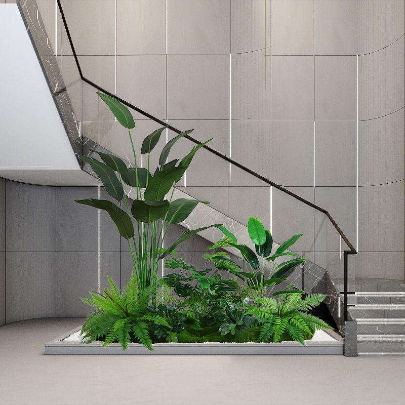 仿真植物造景大型散尾葵旅人蕉盆栽办公室餐厅楼梯橱窗绿植装饰