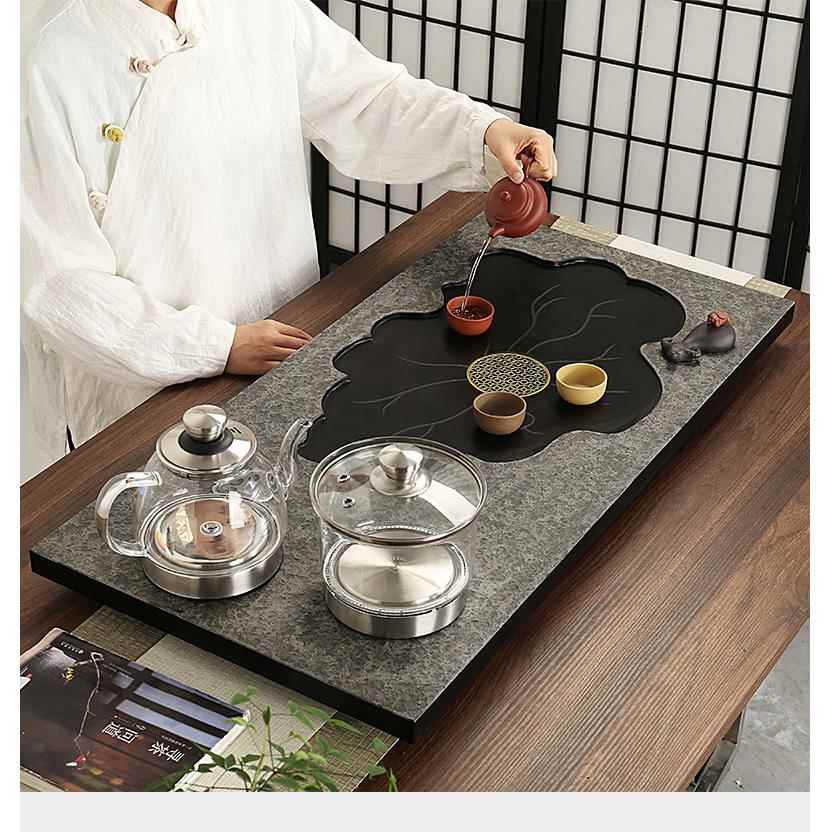 整块天然乌金石茶盘茶具套装家用简约带全自动电磁炉一体大号茶台