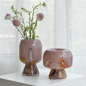 温柔紫色彩点高级感玻璃花瓶中古摆件客厅插花餐桌水培设计感小众