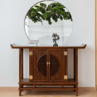 新中式 餐边柜边柜一体储物柜客厅靠墙玄关榆木茶水柜收纳柜实木柜
