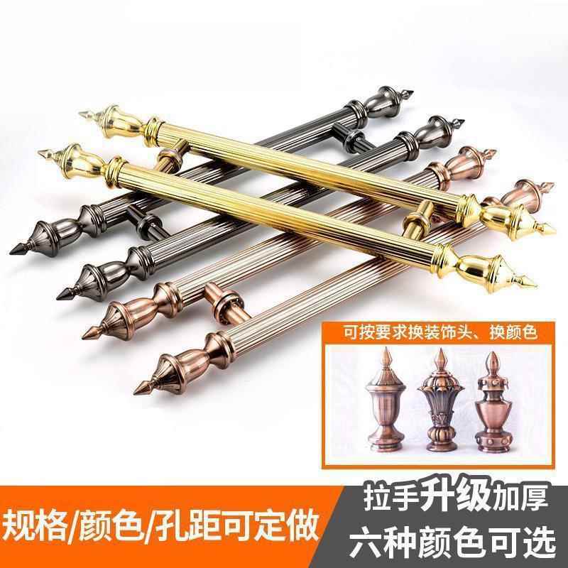 青古铜轻奢风长孔距不锈钢玻璃门拉手 铝合金地弹簧门把手 别墅大图片