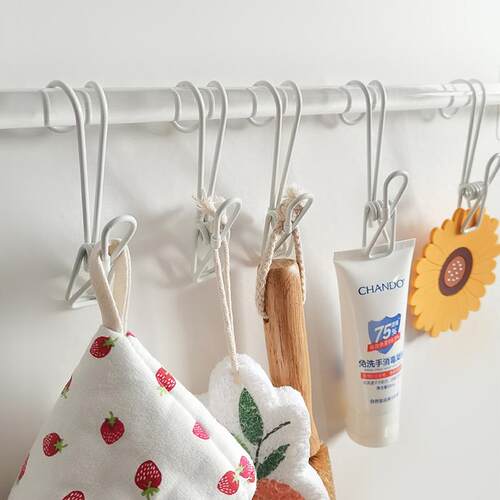 Stainless Steel White Hook Clips for Kitchen Utensils, Bathr