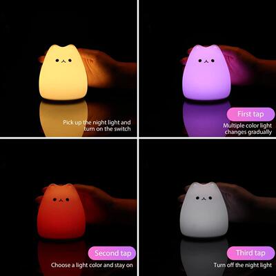 Mini Kawaii Popular Cat Baby Night Lamp 7-color Pat Touch Co