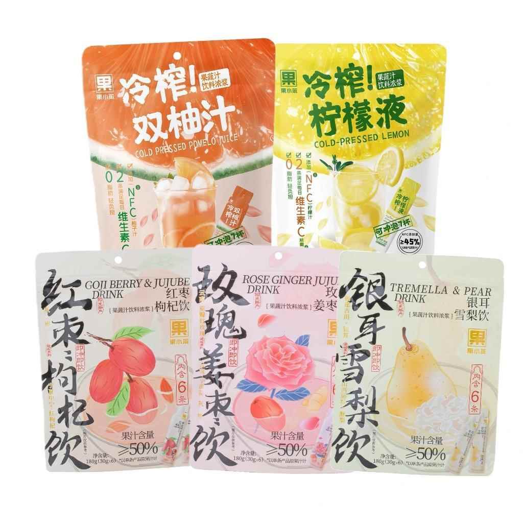 果小笨冷榨柠檬双柚汁玫瑰姜枣红枣枸杞银耳雪梨饮果蔬汁饮料浓浆