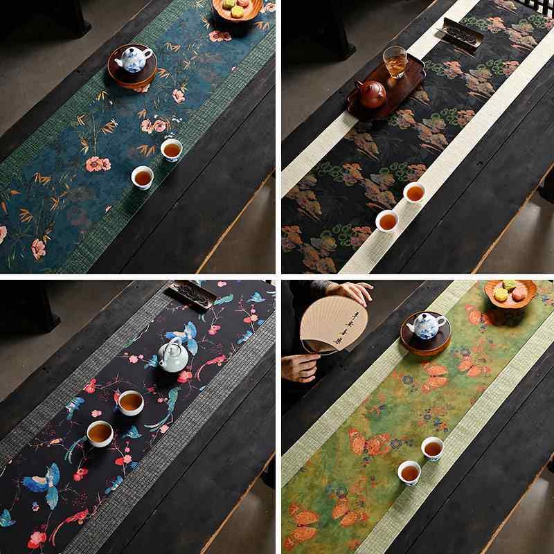 防水仿香云纱茶席长款新中式禅意棱织高端桌垫桌旗国风双面茶桌布,居家布艺,茶席,淘宝优惠券,粉丝福利购,淘宝优惠卷