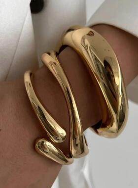 DIEZI 3 Styles Vintage Hip Hop Metal Cuff Bangles Punk Gold