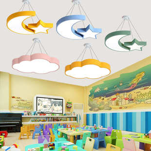 幼儿园大厅教室过道卡通led云朵星月吊灯母婴店儿童乐园造型顶灯