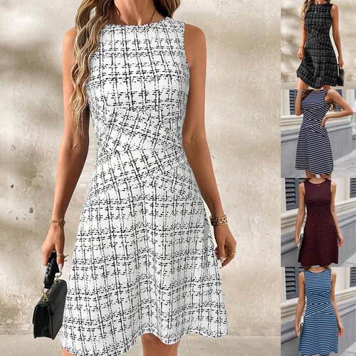 New Women's Casual Simple Round Neck Dress