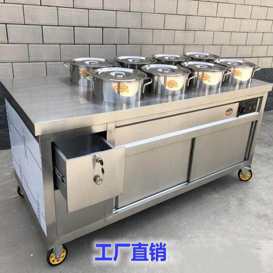 商用移动餐车保温台卖粥车小吃车不锈钢保温粥车早餐车摆摊高锅车