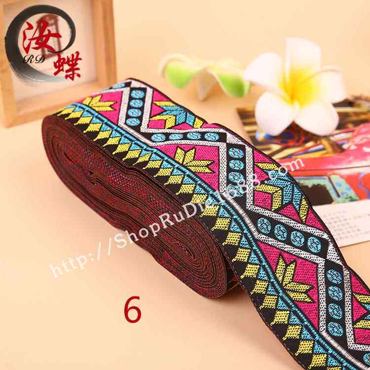汝蝶5cm民族花边电脑花带壮族苗005提族少数民族花服装辅织料配件