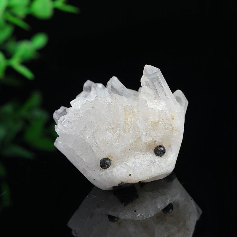 天然白晶晶簇小猬刺现猬摆件原1113石雕刻迷你板小刺工水艺品货