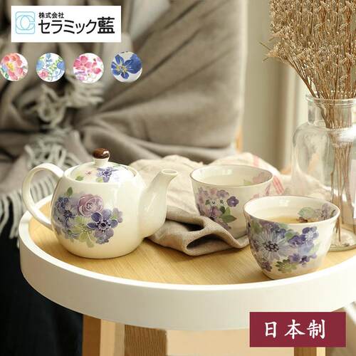 高档包邮现货日进口本美礼浓烧和蓝陶瓷繁杯花茶壶茶茶具套装新婚