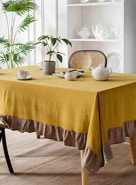 高档蔓台越家 法式in风长方形高级感餐桌布床头茶几纯s色卧室柜布