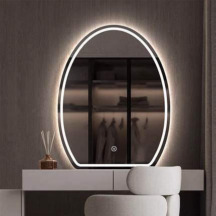 鹅蛋卧室led化妆镜带灯壁挂卫生间梳妆台发光镜浴室智能镜触摸屏