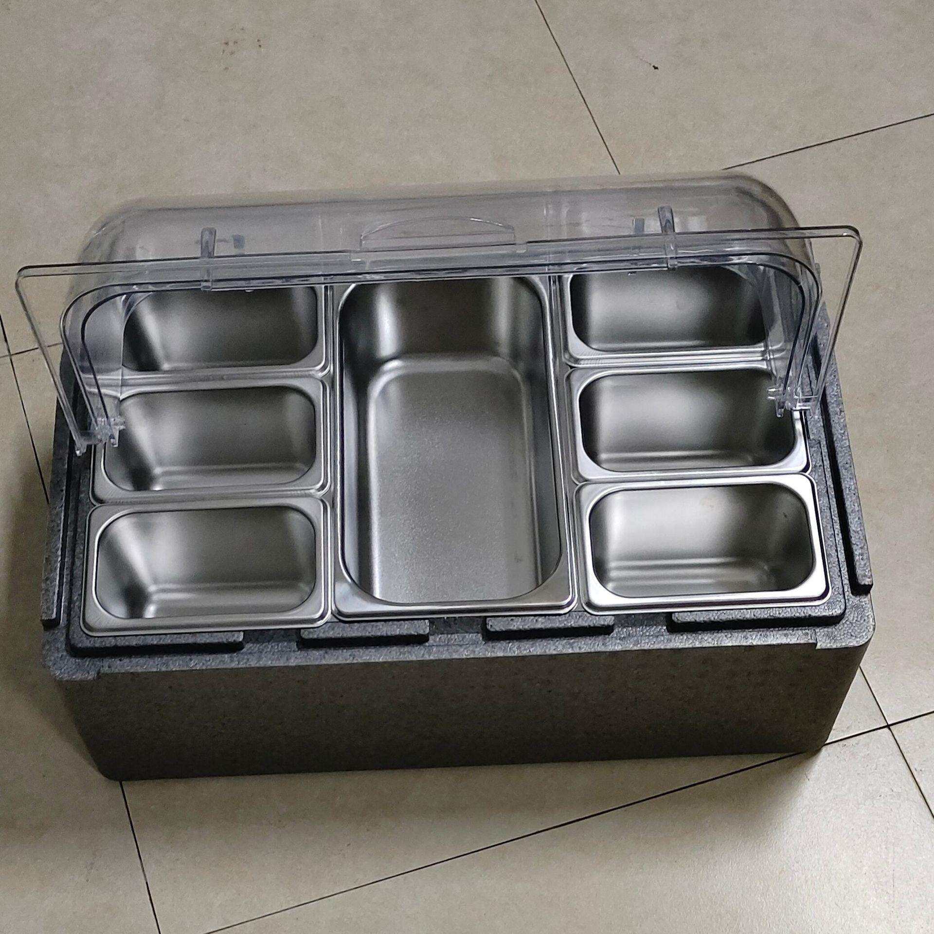 户外摆地摊商用保温箱透明翻盖冰粉芋泥冰水果捞配料盒快餐保温盒