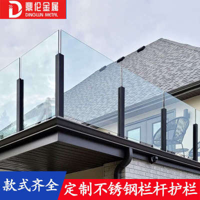 304不锈钢立柱内卡槽方管楼梯扶手玻璃栏杆立柱家用室外阳台护栏