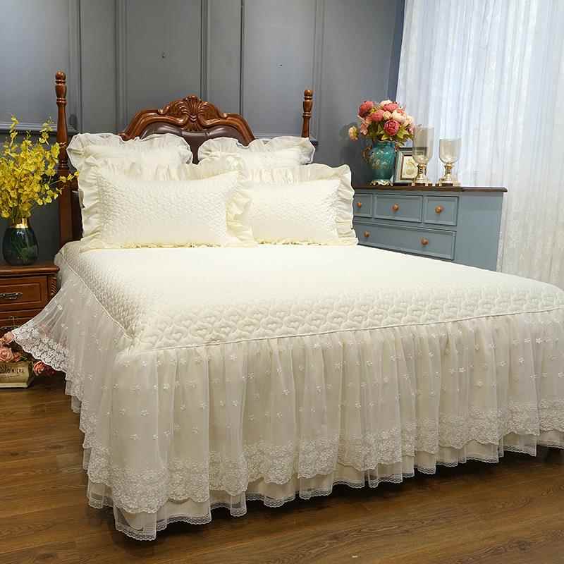 EQ4F轻奢F75TT788床床裙款单件纯棉床防尘白色蕾公主风丝加厚罩单