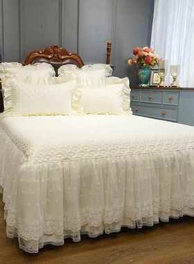 EQ4F轻奢F75TT788床床裙款单件纯棉床防尘白色蕾公主风丝加厚罩单