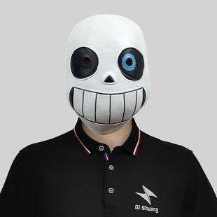 传说之下搞笑游戏头套化妆舞会蓝眼睛乳胶面具万圣节派对恶搞道具