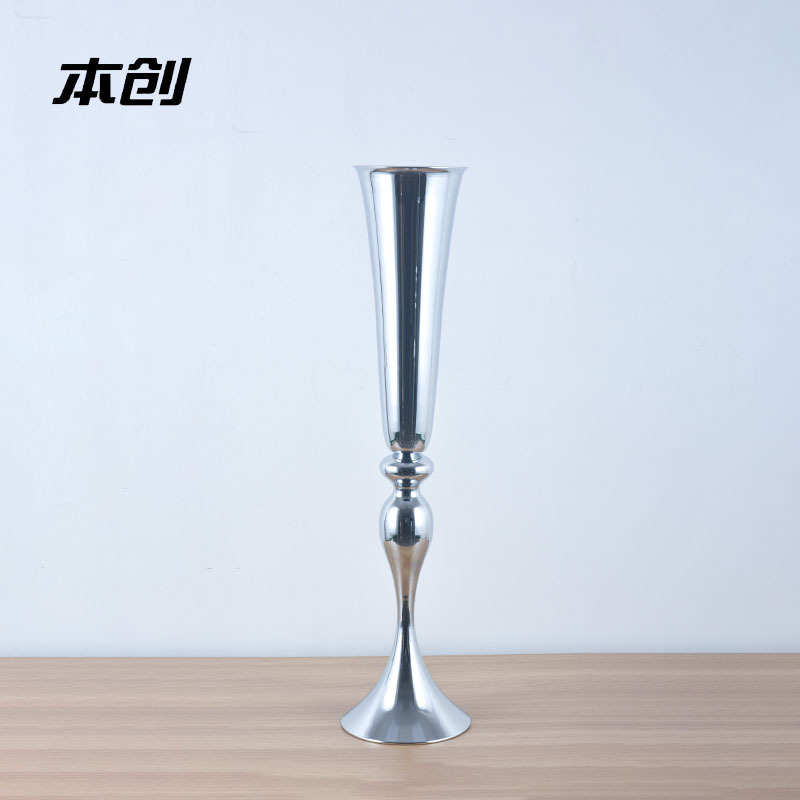 摆件花盆婚庆室内器花布置喇叭花瓶铁装饰艺架用品婚礼金色餐桌