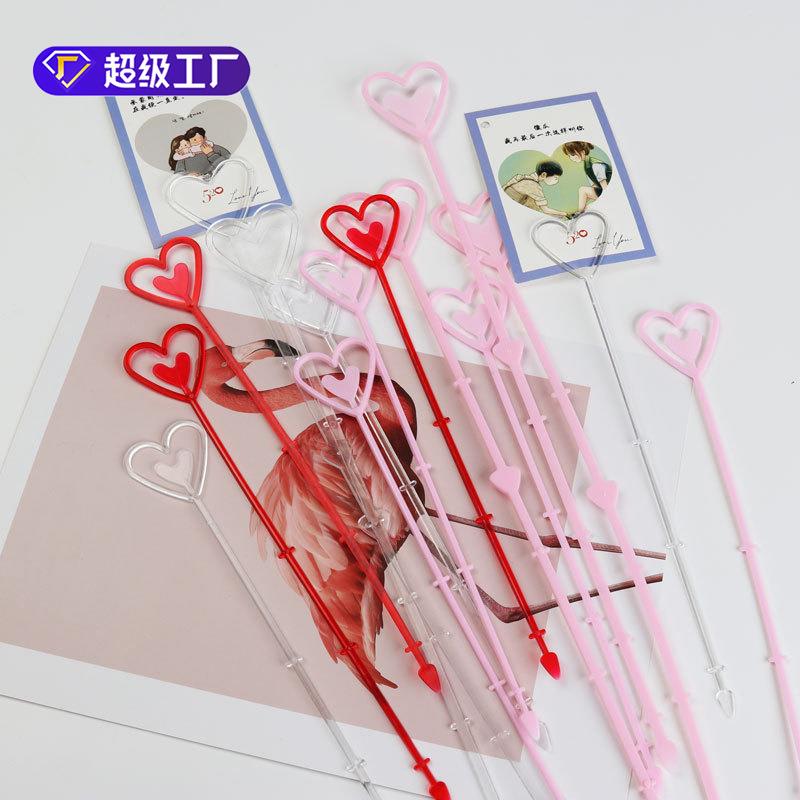 花束心形花插签 长款卡片夹 花店专用卡片花叉鲜花包装材料