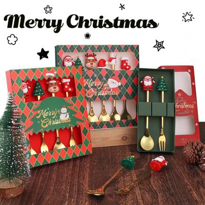 Christmas cutlery set, dessert spoon, holiday gift圣诞节餐具