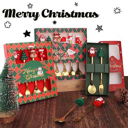 Christmas cutlery set, dessert spoon, holiday gift圣诞节餐具