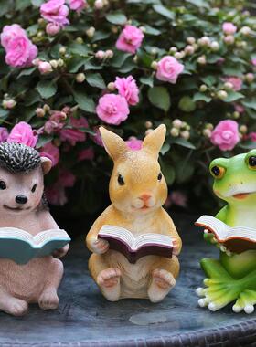 客厅桌面书柜工艺品庭院树脂装饰品卡通可爱兔子动物雕塑阳台装饰