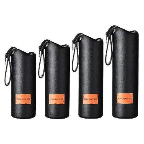 Portable Sport Water Bottle Leather Cover Case With Rope