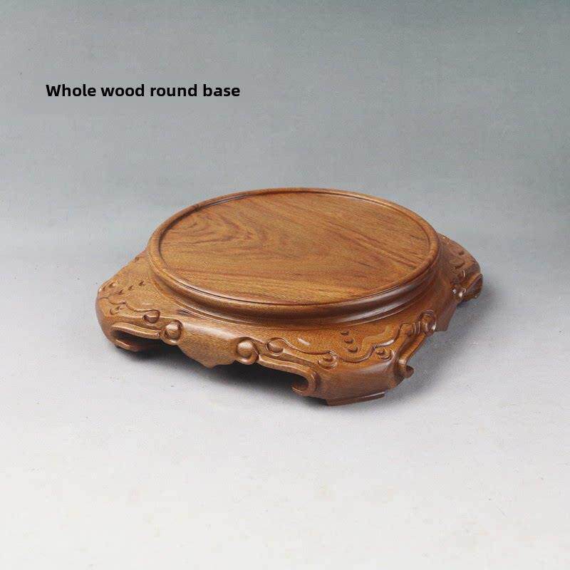 实木圆天源地方全木茶壶盆景花瓶彷古香炉玉雕装饰品底座木托盘