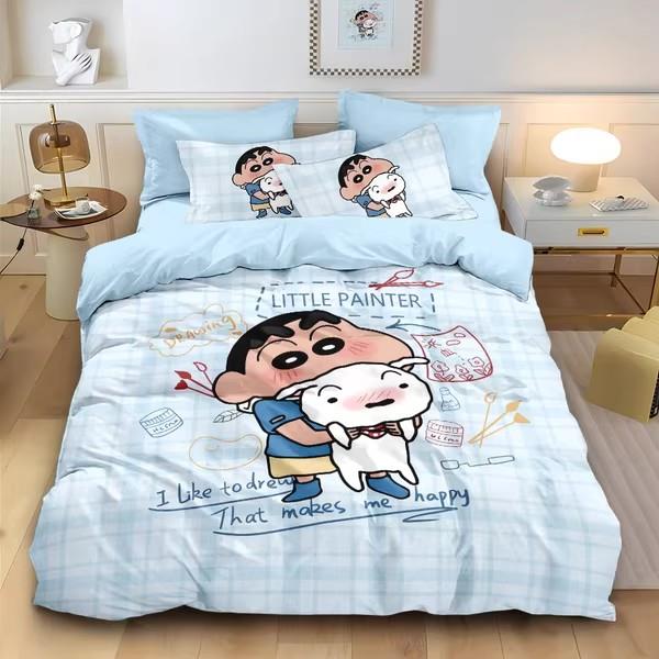 正品蜡笔小新纯通棉床单被n套四件套日本动漫1.5is动漫周边卡可爱