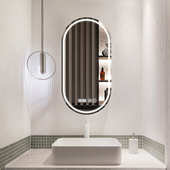 打孔led触摸屏智能壁灯雾镜化妆镜浴室镜椭圆卫生间带防镜美免妆