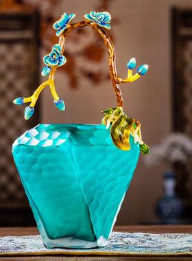 珐琅彩琉璃客厅花瓶RO-6806兰之恋花篮（方格）