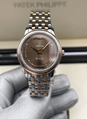 9.8新欧米茄碟飞手表27mm玫瑰金精钢石英女表424.20.27.60.13.001