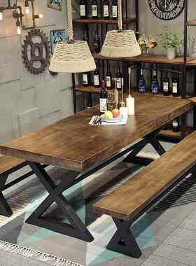 美式t乡村餐桌椅组简合约铁艺lof餐桌家用长方形桌子休闲厅家T652